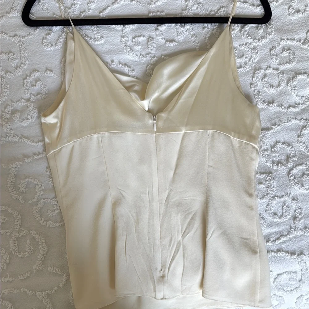 Elegant Cream Satin Cowl Neck Top - Picture 5 of 5